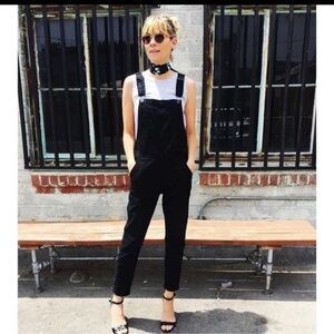 Madewell Skinny Overalls in Lunar Black Wash Raw Hem Small